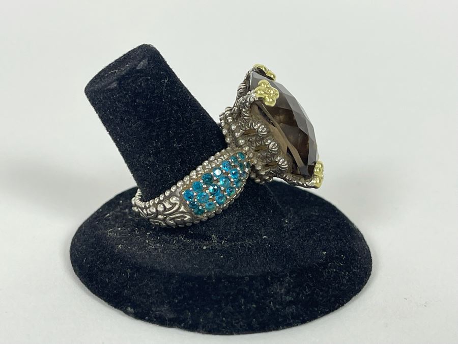 Sterling Silver And 18K Gold Smoky Quartz Apatite Ring By Barbara Bixby Size 8.25 12.6g [Photo 8]