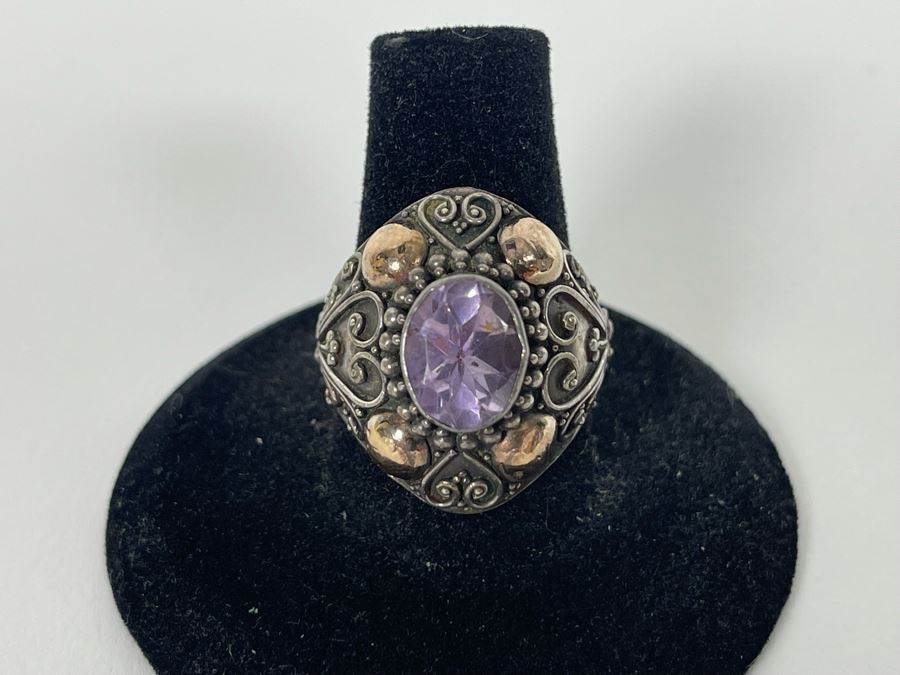 Sterling Silver Amethyst Ring Size 9 5.8g [Photo 5]