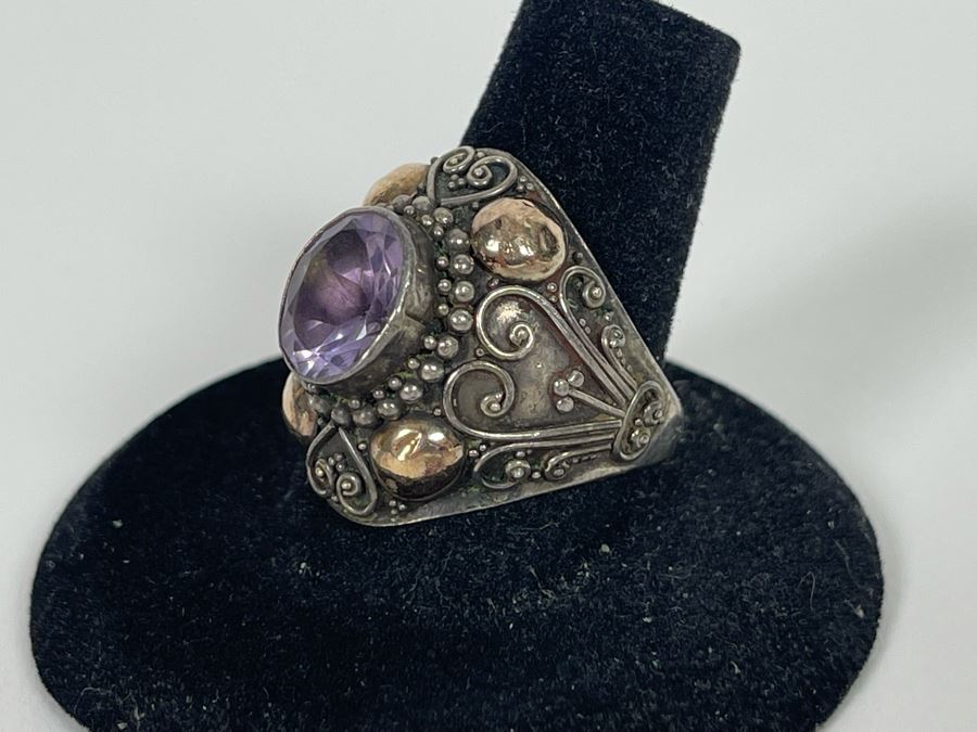 Sterling Silver Amethyst Ring Size 9 5.8g [Photo 4]