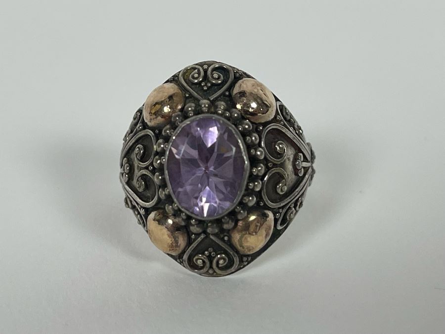 Sterling Silver Amethyst Ring Size 9 5.8g [Photo 9]