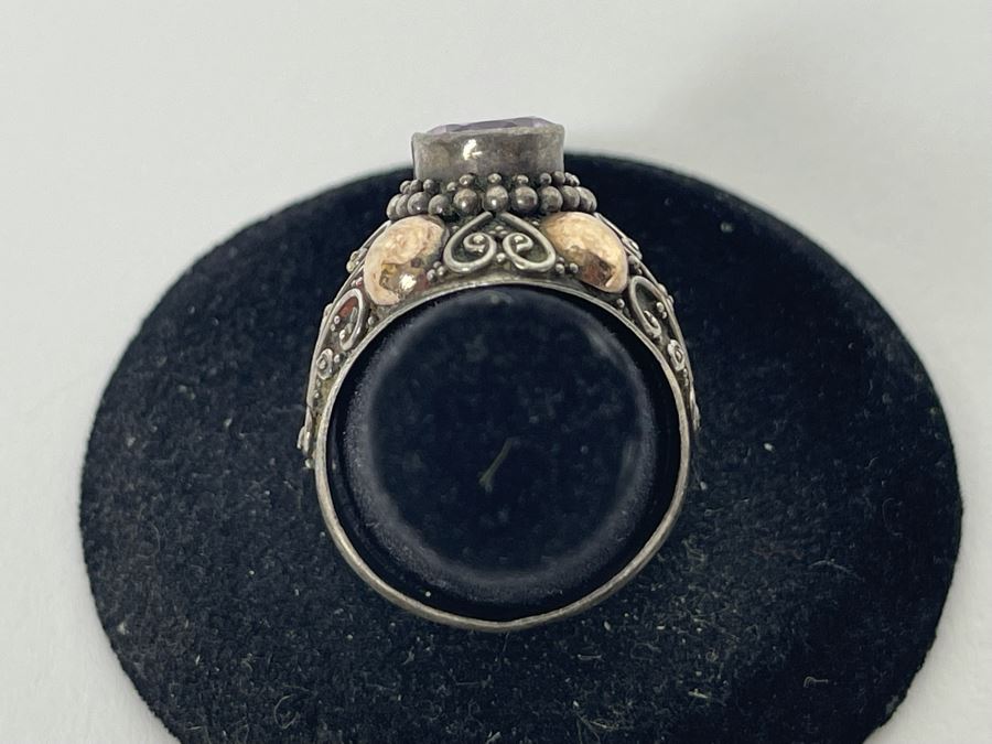 Sterling Silver Amethyst Ring Size 9 5.8g [Photo 8]