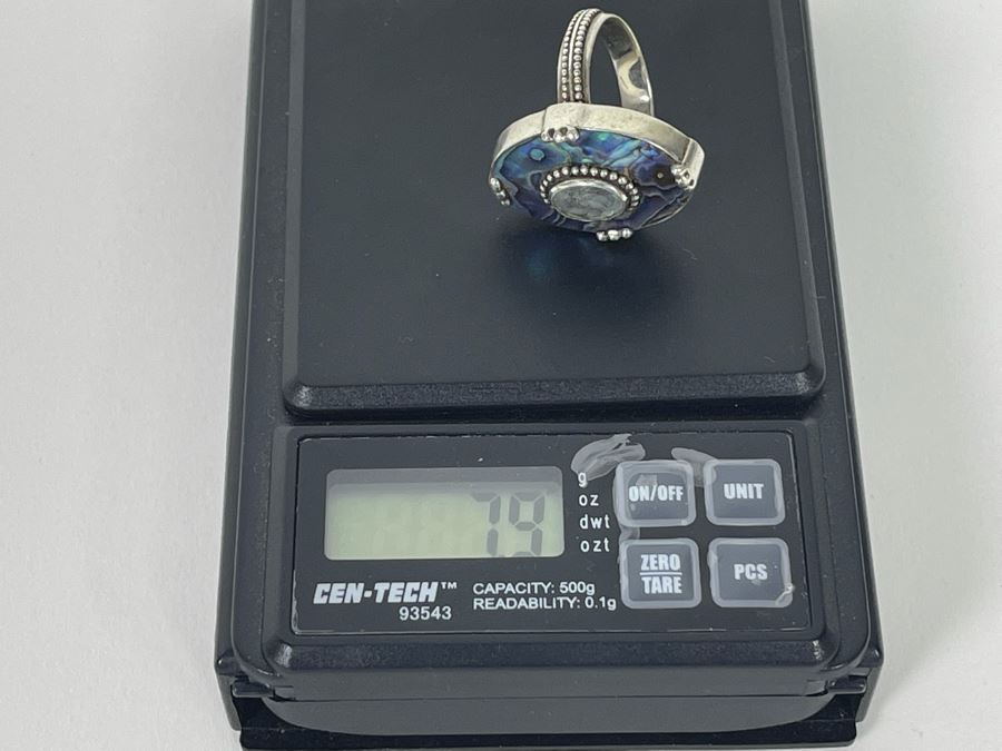 Sterling Silver Aquamarine Ring By 'Merav' Size 8.5 7.9g [Photo 10]