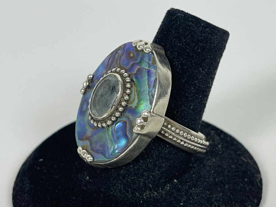Sterling Silver Aquamarine Ring By 'Merav' Size 8.5 7.9g [Photo 5]