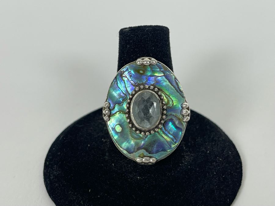 Sterling Silver Aquamarine Ring By 'Merav' Size 8.5 7.9g [Photo 7]