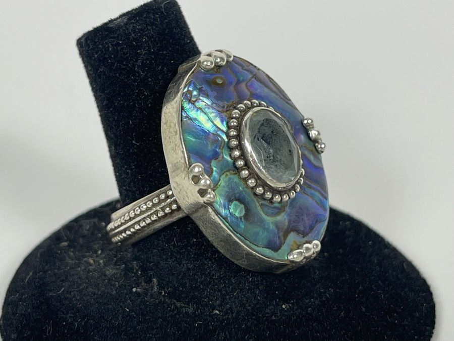 Sterling Silver Aquamarine Ring By 'Merav' Size 8.5 7.9g [Photo 4]