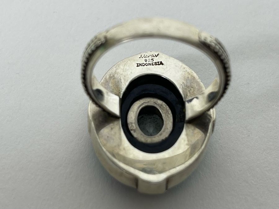 Sterling Silver Aquamarine Ring By 'Merav' Size 8.5 7.9g [Photo 11]