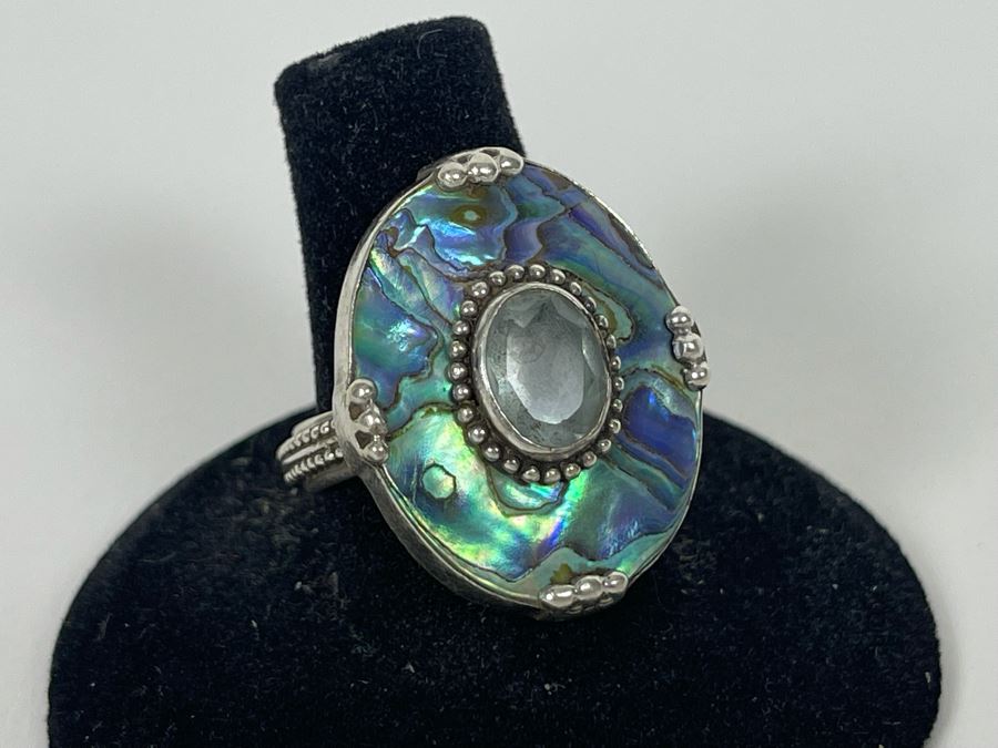 Sterling Silver Aquamarine Ring By 'Merav' Size 8.5 7.9g [Photo 2]