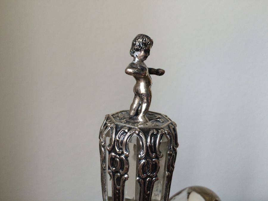 Etched Glass Decanter with Metal Overlay Shot Glasses and Tray [Photo 12]