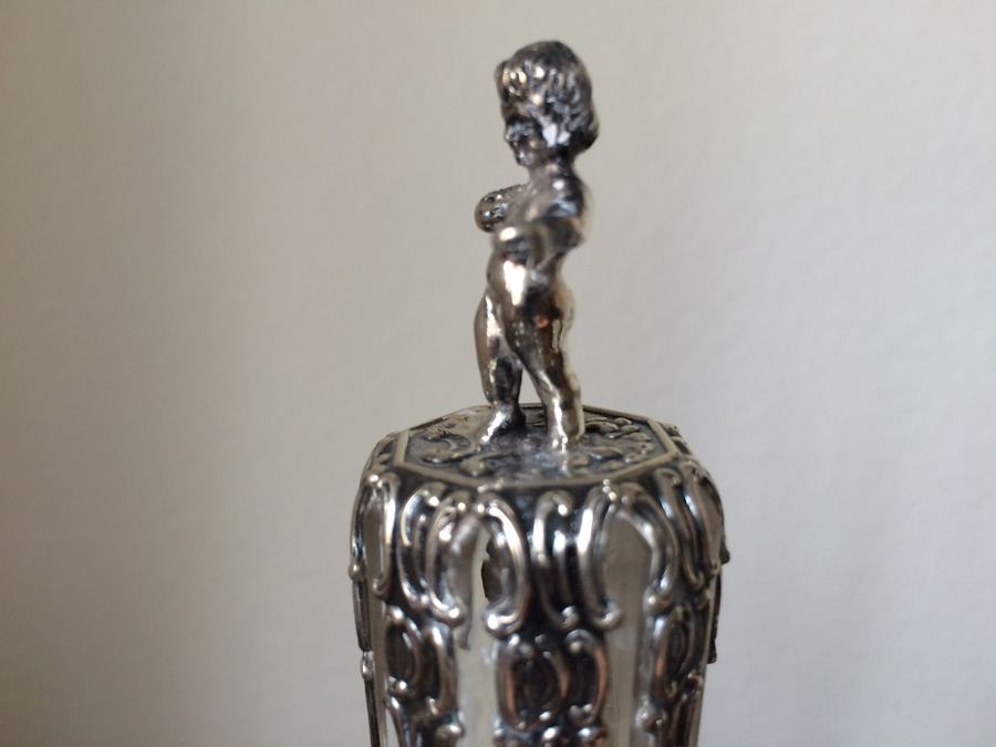 Etched Glass Decanter with Metal Overlay Shot Glasses and Tray [Photo 14]