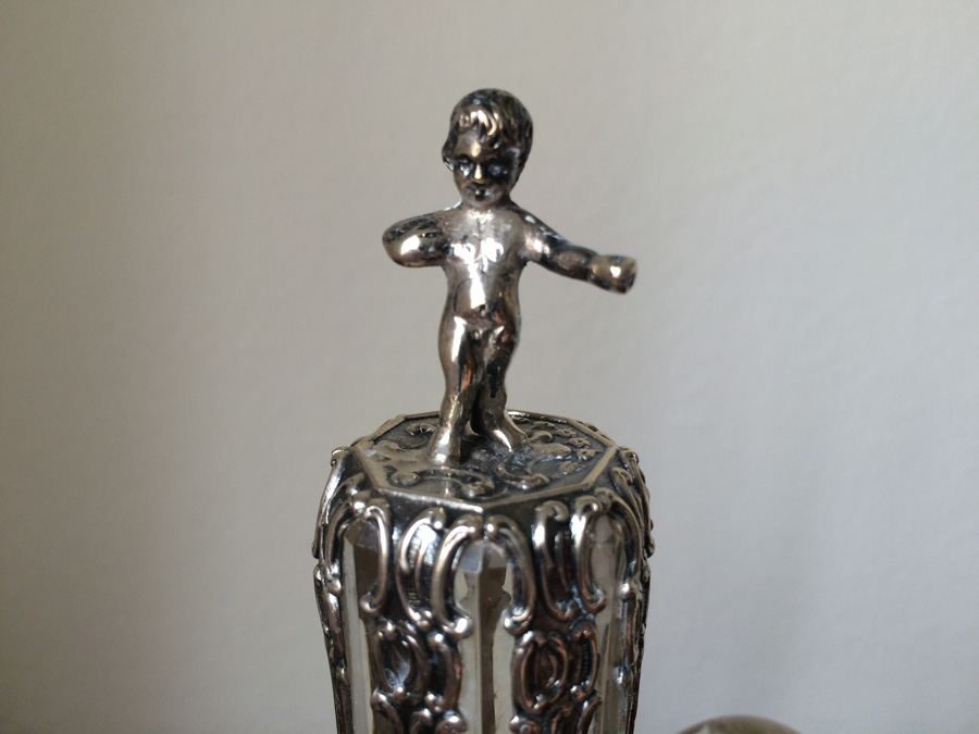 Etched Glass Decanter with Metal Overlay Shot Glasses and Tray [Photo 15]