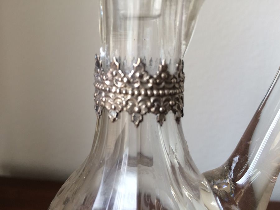 Etched Glass Decanter with Metal Overlay Shot Glasses and Tray [Photo 10]
