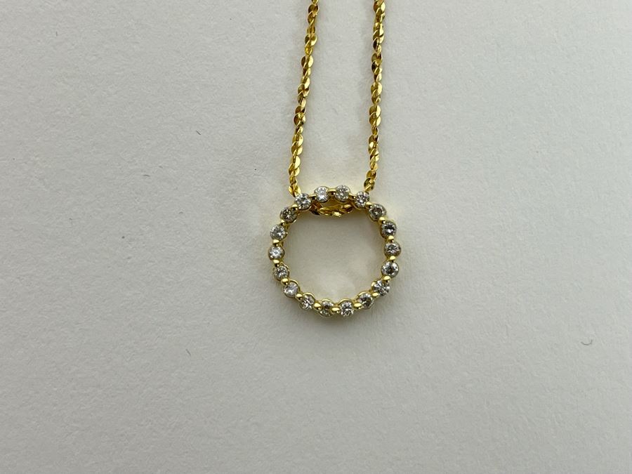 14K Gold Diamond Pendant With 14K Gold 18' Chain Necklace 2.3g [Photo 3]