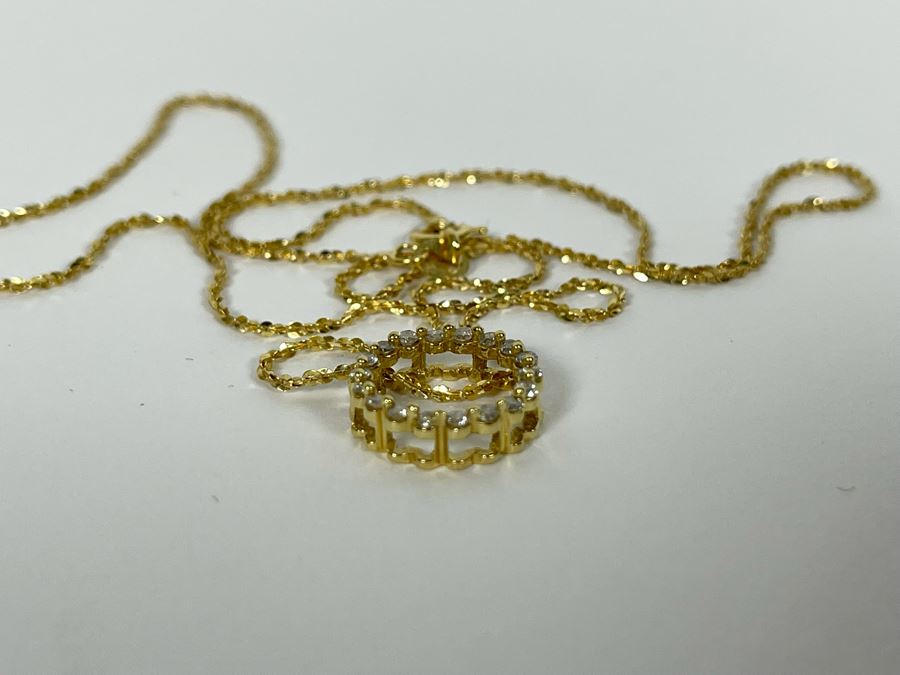 14K Gold Diamond Pendant With 14K Gold 18' Chain Necklace 2.3g [Photo 5]