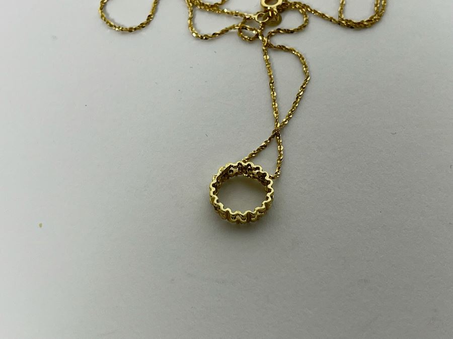 14K Gold Diamond Pendant With 14K Gold 18' Chain Necklace 2.3g [Photo 7]