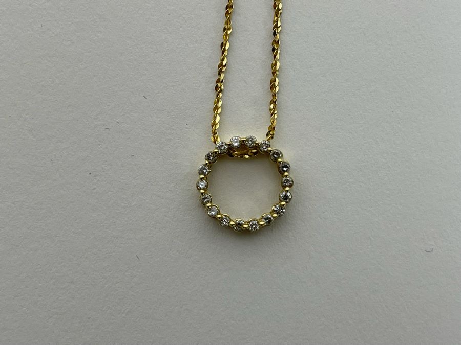 14K Gold Diamond Pendant With 14K Gold 18' Chain Necklace 2.3g [Photo 11]