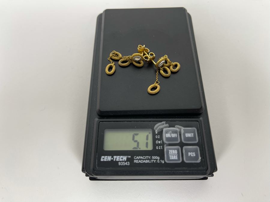 18K Gold Diamond 'Nanis' Designer Earrings 5.1g Estimate $600-$900