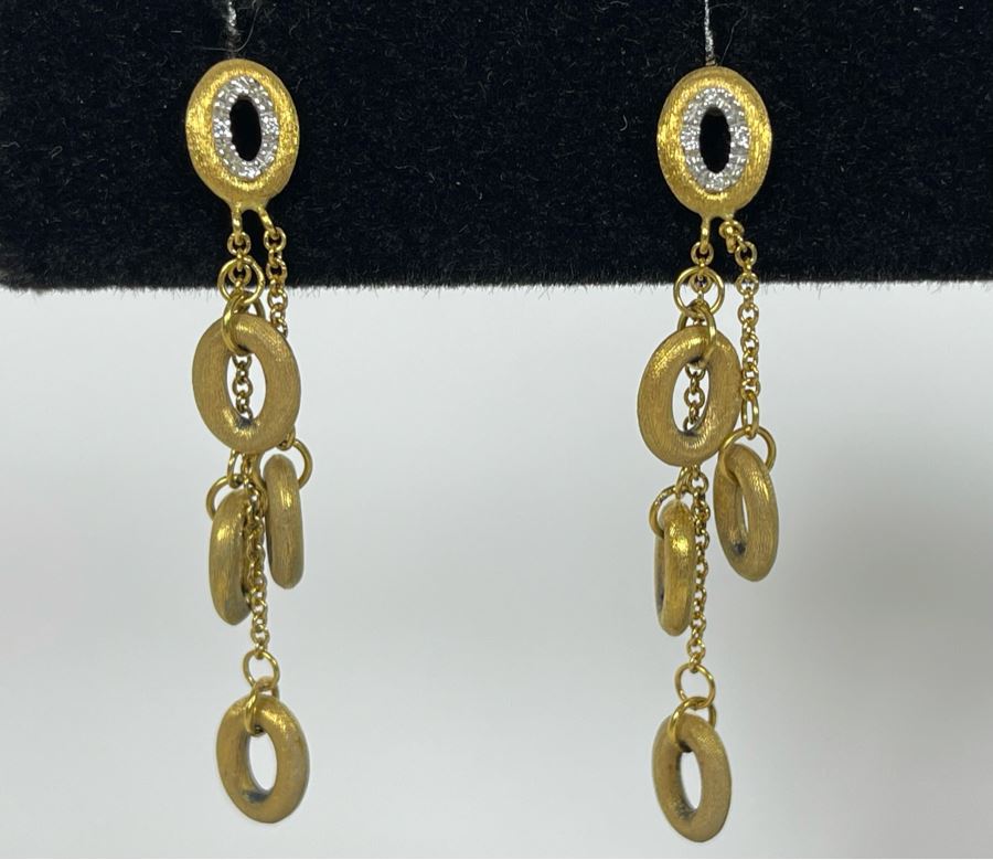 18K Gold Diamond 'Nanis' Designer Earrings 5.1g Estimate $600-$900 [Photo 1]