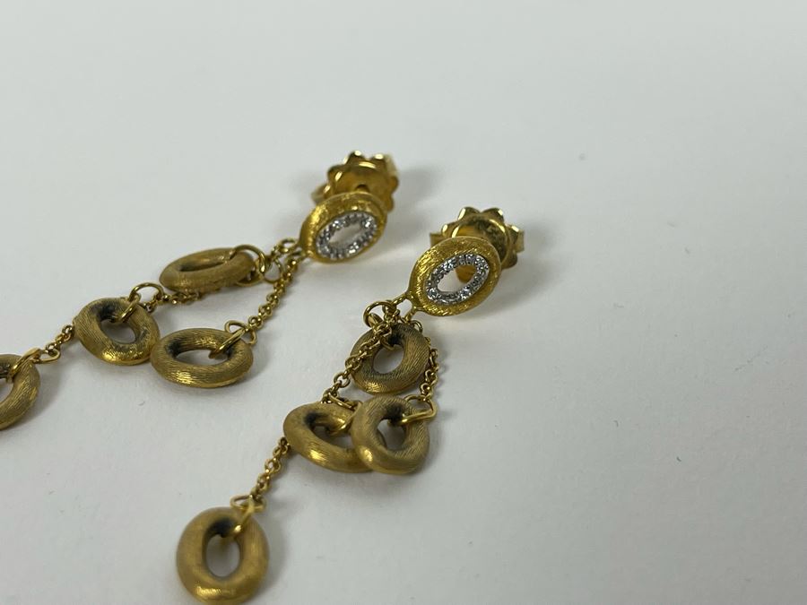 18K Gold Diamond 'Nanis' Designer Earrings 5.1g Estimate $600-$900