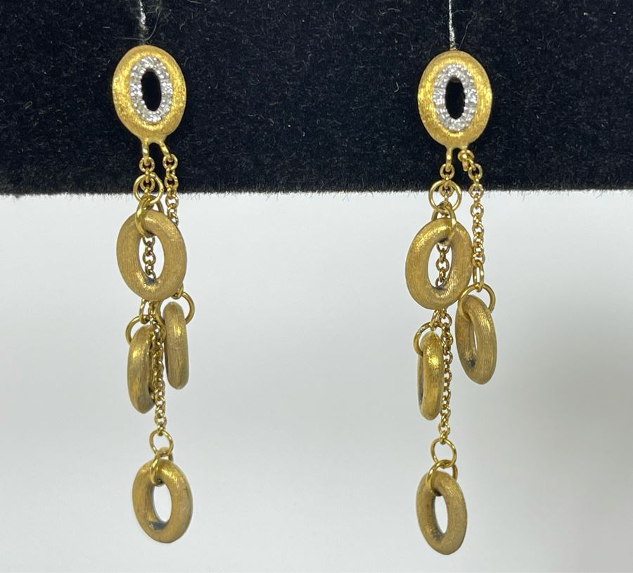 18K Gold Diamond 'Nanis' Designer Earrings 5.1g Estimate $600-$900