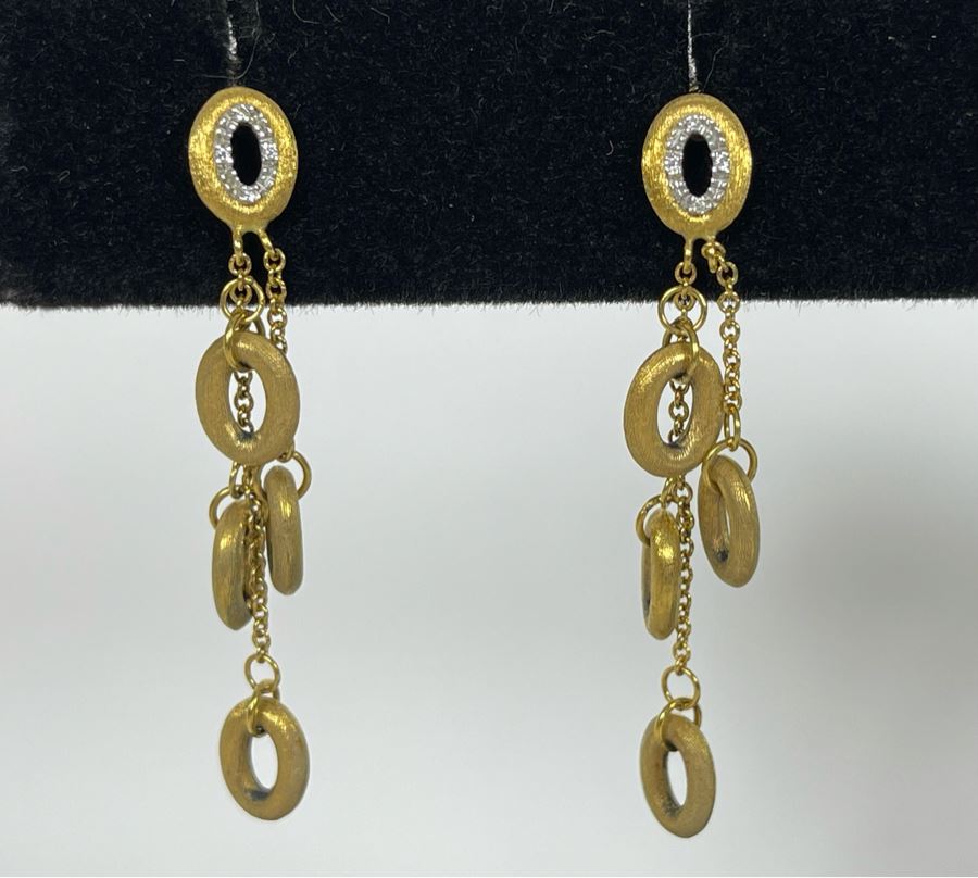 18K Gold Diamond 'Nanis' Designer Earrings 5.1g Estimate $600-$900 [Photo 4]