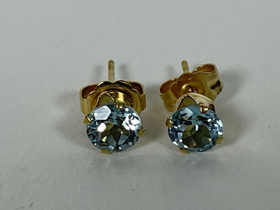 14K Gold Topaz Earrings 0.7g [Photo 2]