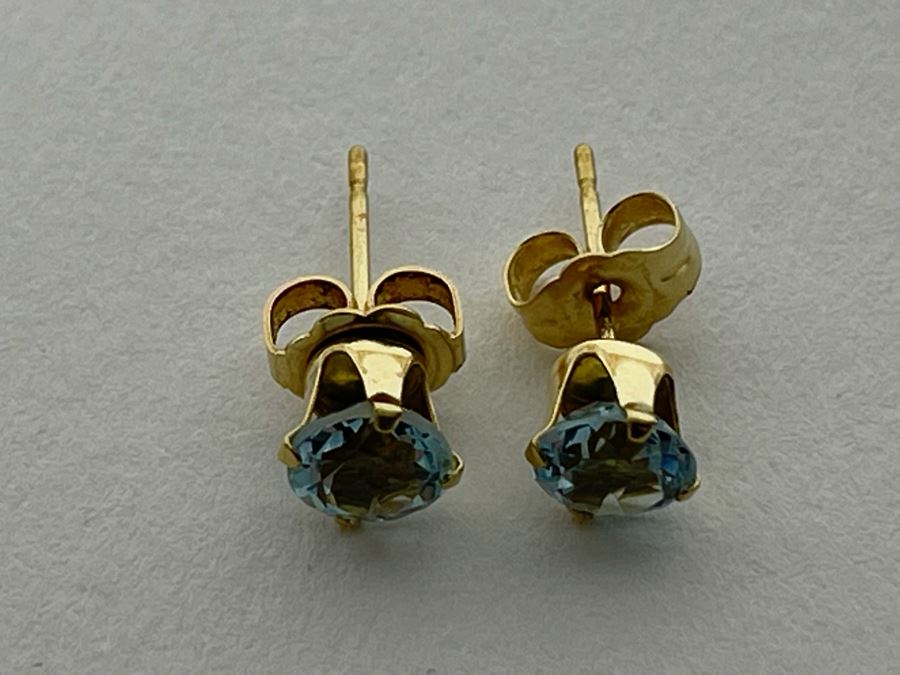 14K Gold Topaz Earrings 0.7g [Photo 4]