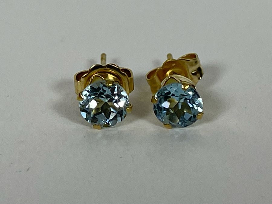 14K Gold Topaz Earrings 0.7g [Photo 1]