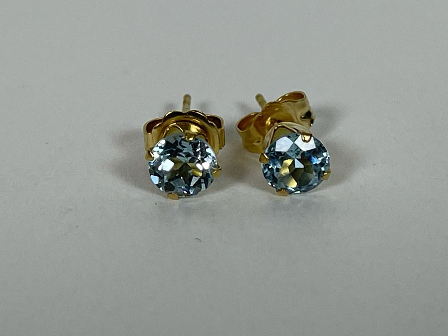 14K Gold Topaz Earrings 0.7g [Photo 3]