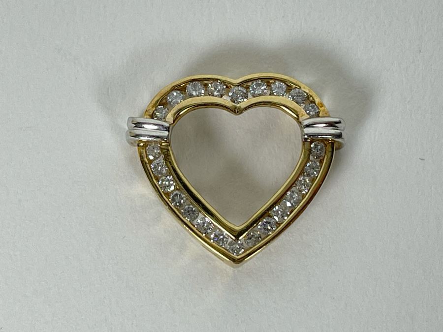 10K Gold Diamond Heart Pendant 2.9g Estimate $500-$750 [Photo 2]