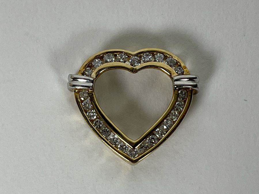 10K Gold Diamond Heart Pendant 2.9g Estimate $500-$750 [Photo 3]