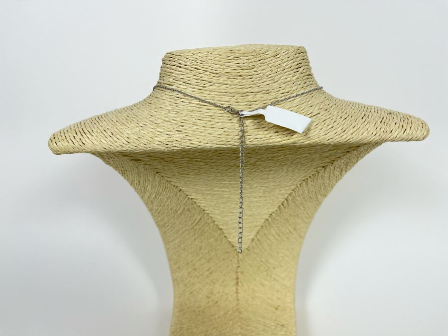 Sterling Silver Pendant With Green Stone And Sterling Silver 18' Chain Necklace 4g [Photo 8]