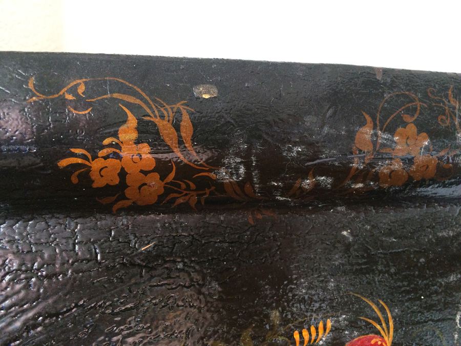 Hand Painted Toleware Tray with Flowers and Bird [Photo 12]