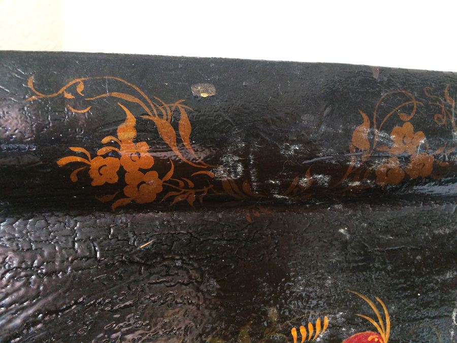 Hand Painted Toleware Tray with Flowers and Bird [Photo 11]