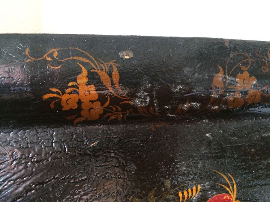 Hand Painted Toleware Tray with Flowers and Bird [Photo 14]