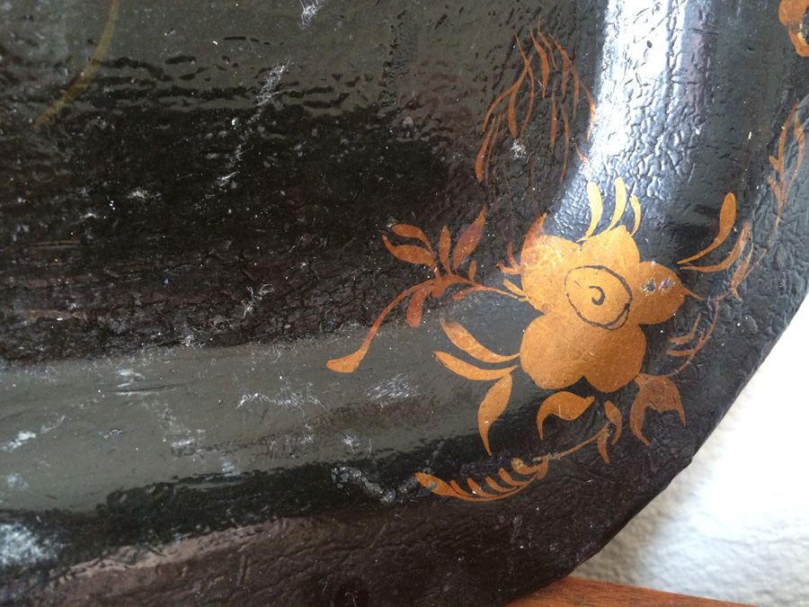 Hand Painted Toleware Tray with Flowers and Bird [Photo 8]