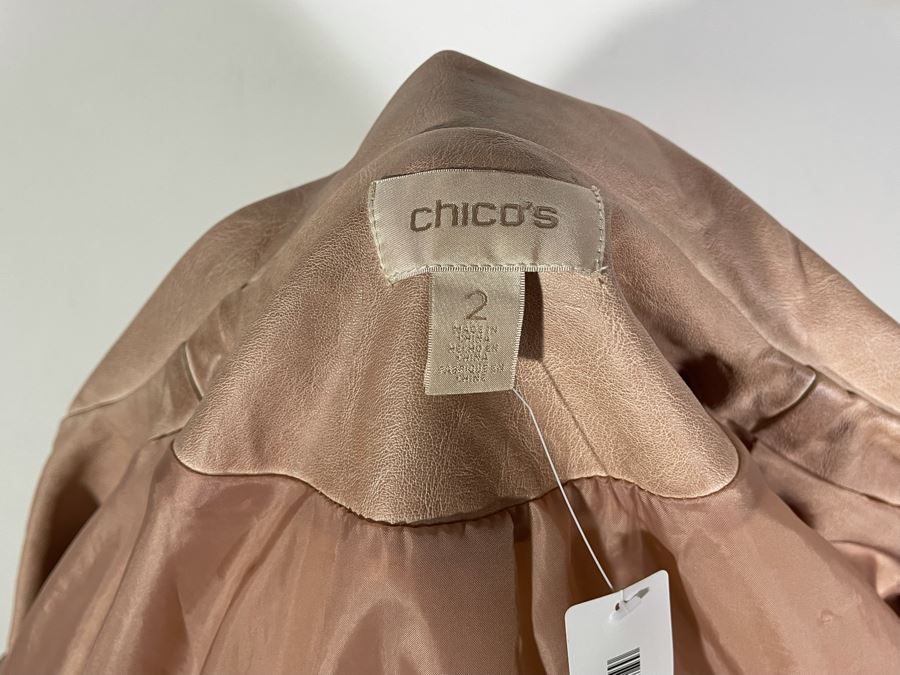 New Chico's Faux Leather Moto Jacket Size 2 Retails $169 [Photo 6]