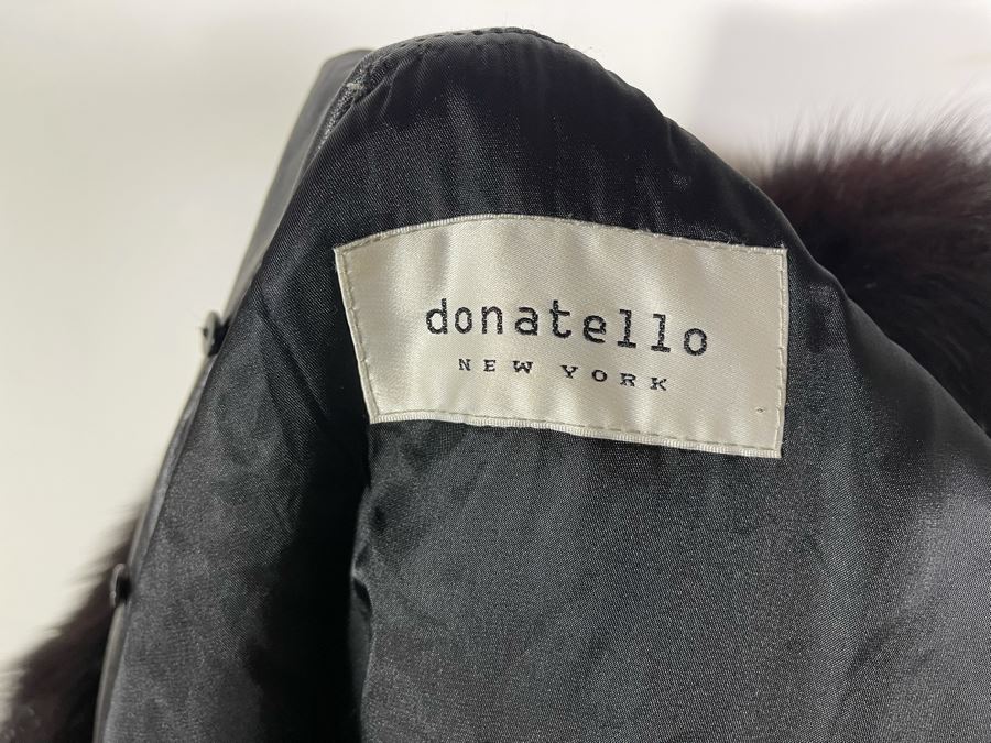 Donatello New York Full Length Leather Jacket With Removable Fur Collar Size S [Photo 7]
