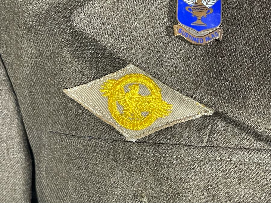 Vintage WWII United States Army Air Forces Military Jacket With Patches, Ribbons And Medals Including Sterling Silver US Army Air Force Aircrew Wings Pin Size 36S [Photo 9]