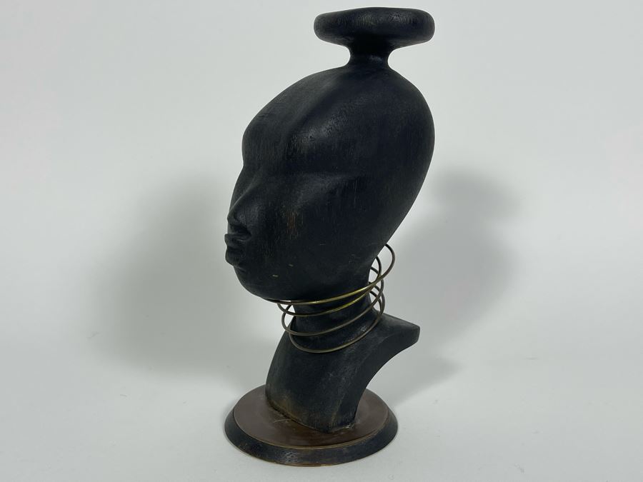 Art Deco Austrian Abachi Wood African Bust Head Sculpture In Manner Of Karl Hagenauer 3.25W X 3.5D X 8H [Photo 10]