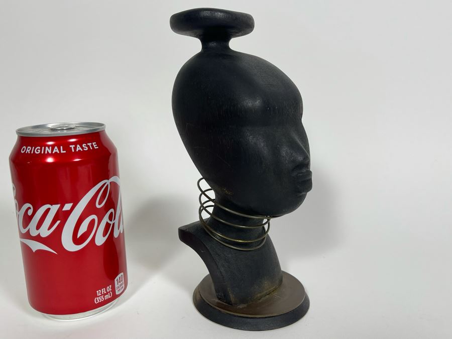 Art Deco Austrian Abachi Wood African Bust Head Sculpture In Manner Of Karl Hagenauer 3.25W X 3.5D X 8H [Photo 3]