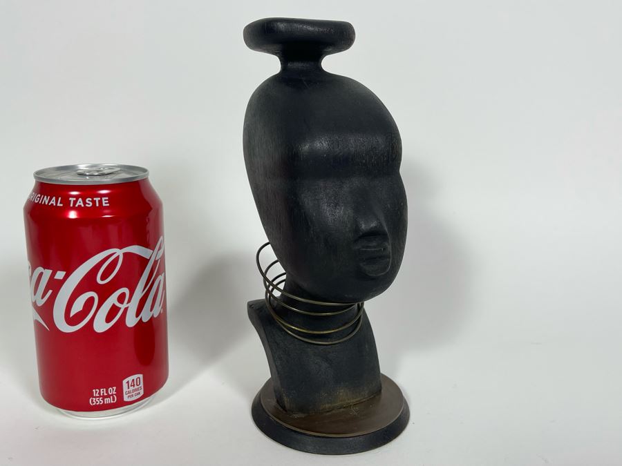Art Deco Austrian Abachi Wood African Bust Head Sculpture In Manner Of Karl Hagenauer 3.25W X 3.5D X 8H [Photo 5]
