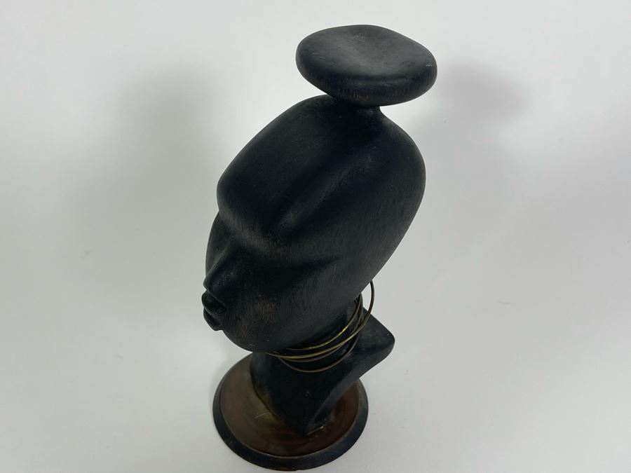 Art Deco Austrian Abachi Wood African Bust Head Sculpture In Manner Of Karl Hagenauer 3.25W X 3.5D X 8H [Photo 11]