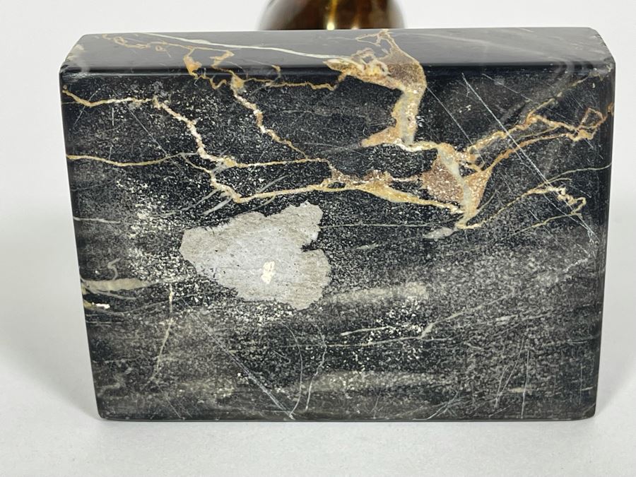 Heavy Solid Bronze Alloy Art Deco African Bust Head Sculpture On Marble Base In Manner Of Karl Hagenauer 3.25W X 2.5D X 5H [Photo 18]