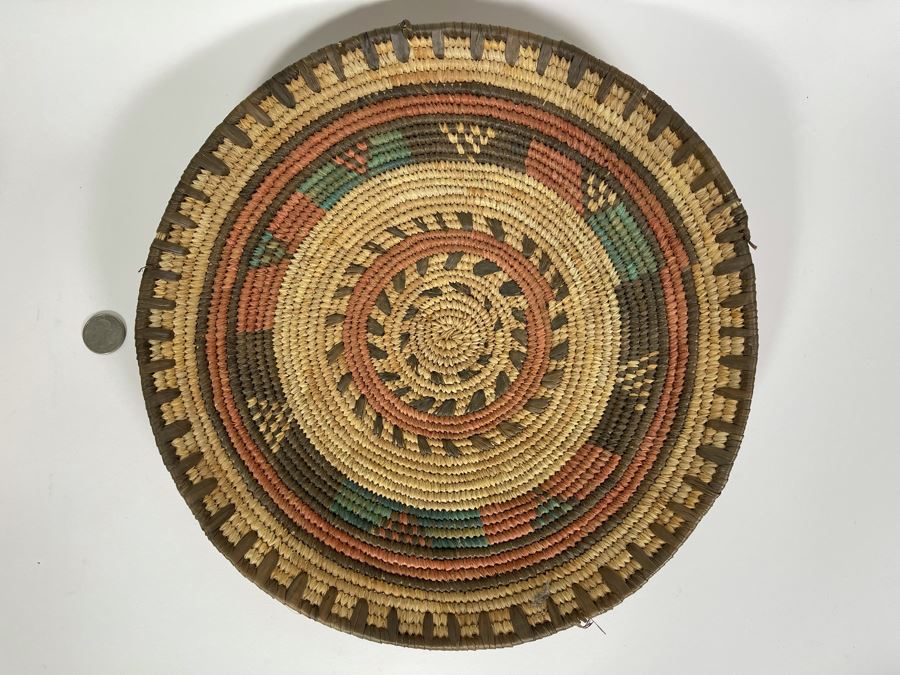 Vintage African Woven Plate Bowl 13R X 1.5H