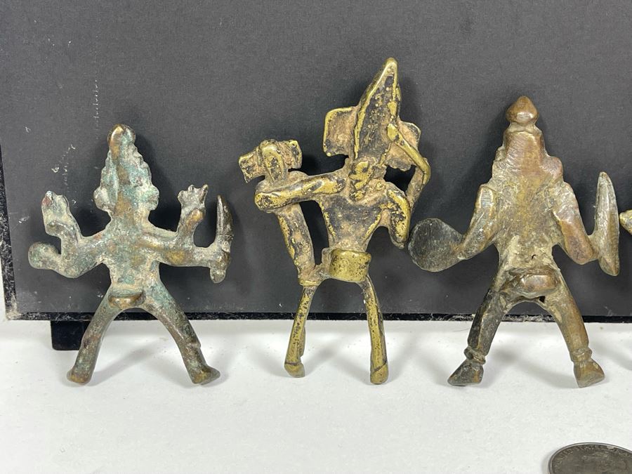 Collection Of Six Old Handmade Bronze Alloy Figurines Sculptures Apx 3-4H [Photo 17]