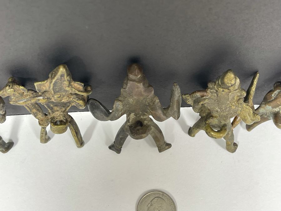 Collection Of Six Old Handmade Bronze Alloy Figurines Sculptures Apx 3-4H [Photo 14]