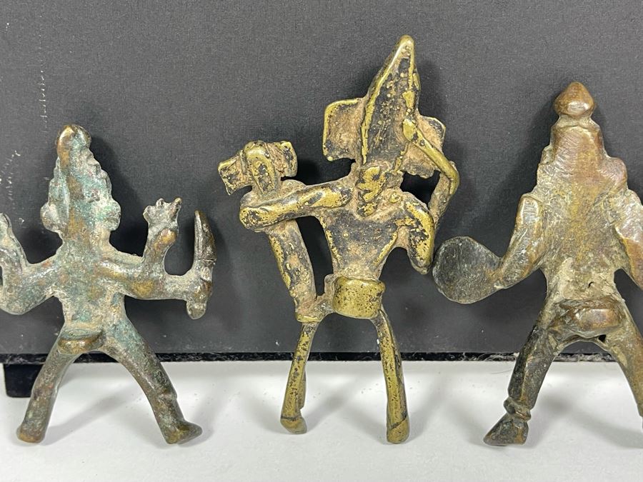 Collection Of Six Old Handmade Bronze Alloy Figurines Sculptures Apx 3-4H [Photo 18]
