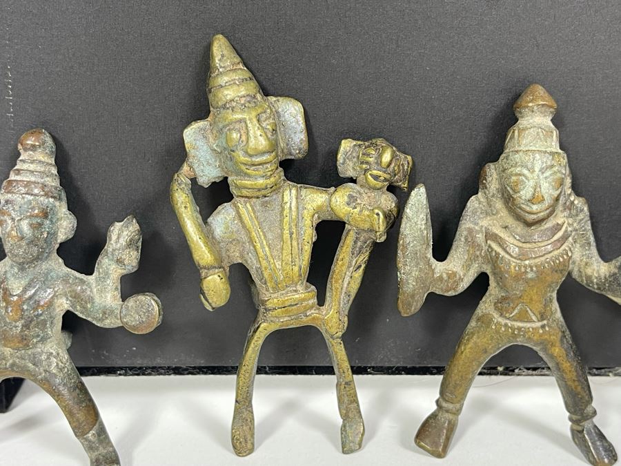 Collection Of Six Old Handmade Bronze Alloy Figurines Sculptures Apx 3-4H [Photo 9]
