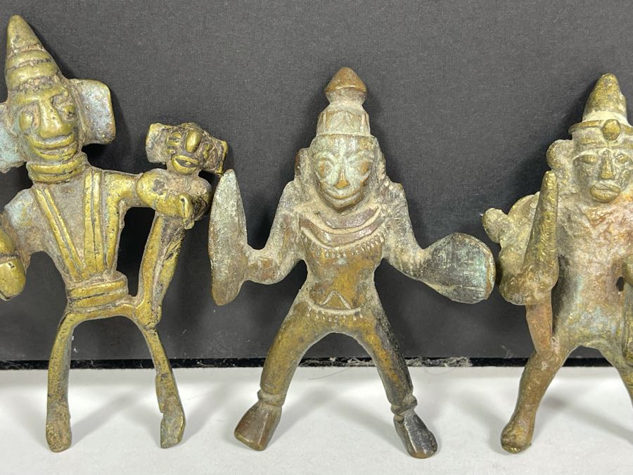 Collection Of Six Old Handmade Bronze Alloy Figurines Sculptures Apx 3-4H [Photo 8]