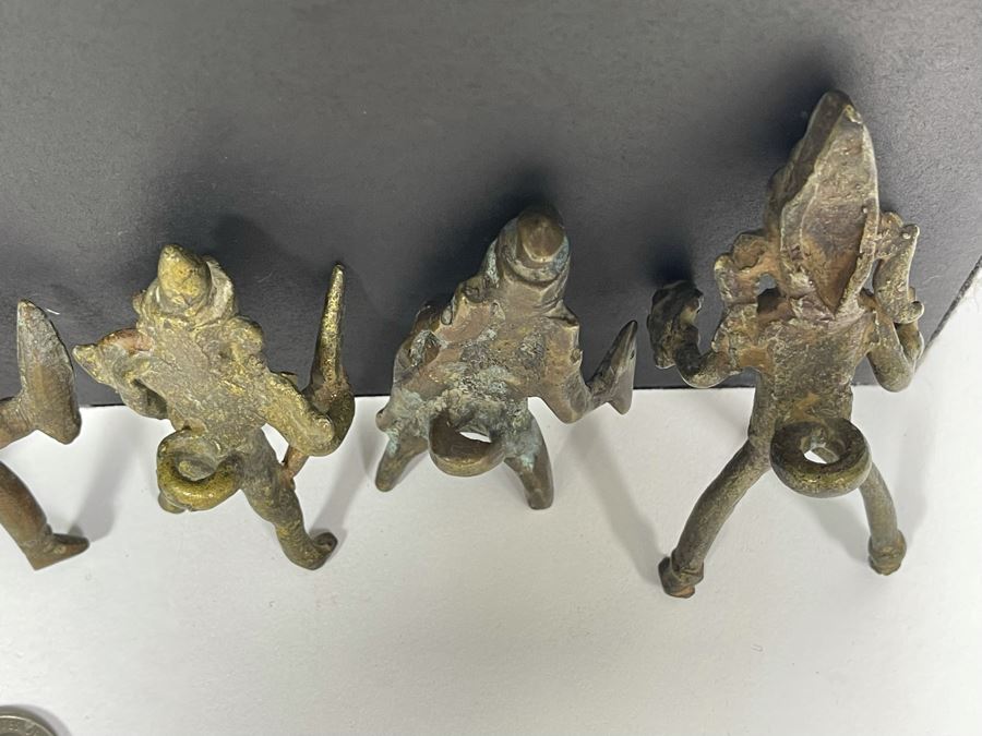 Collection Of Six Old Handmade Bronze Alloy Figurines Sculptures Apx 3-4H [Photo 13]